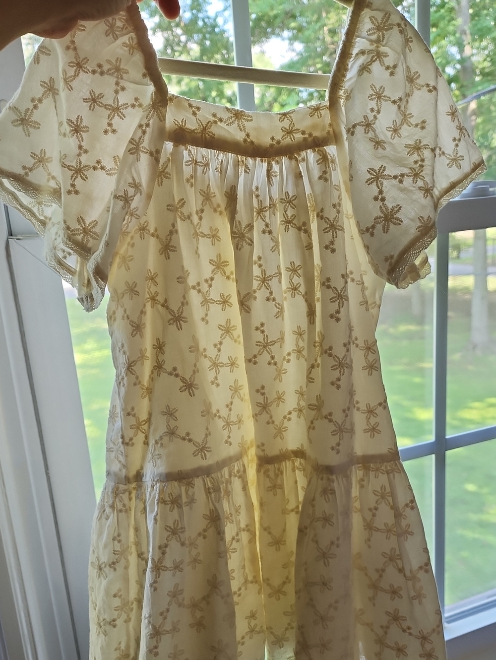Girls Zara Cream Puff-Sleeve Dress